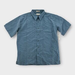 NWT Eighty Eight Shirt Mens Large Rayon Blue Short Sleeve Button Up Casual